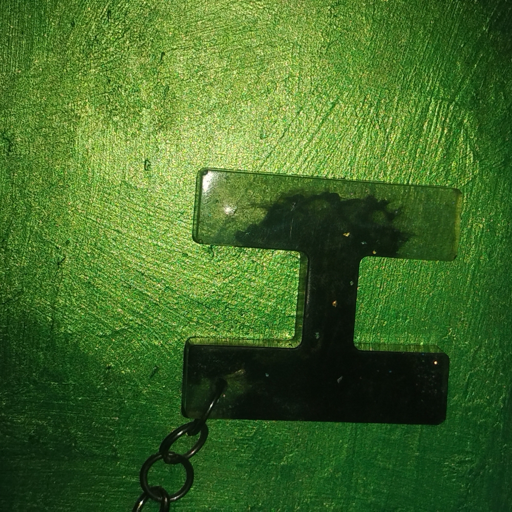 Black Acrylic Letter Keychain